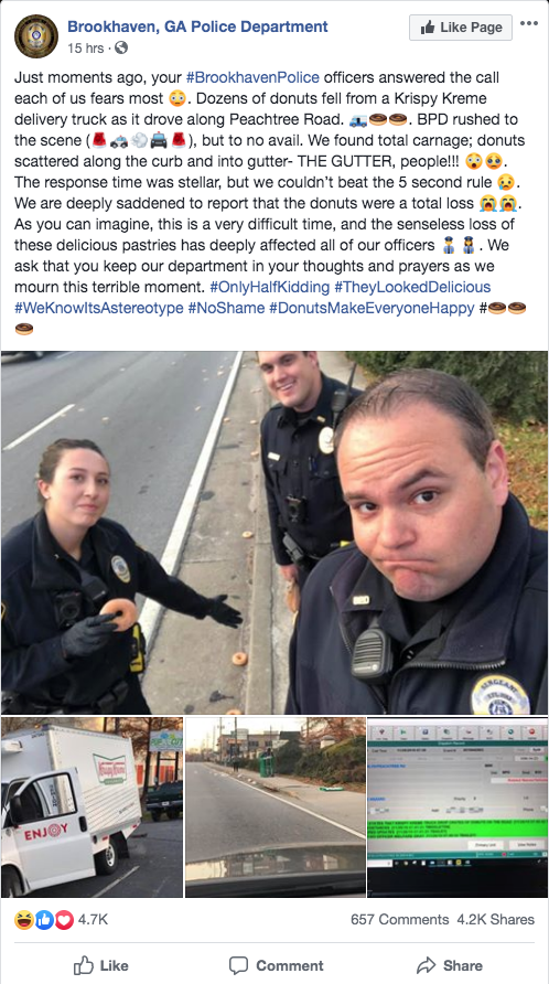 Brookhaven police Krispy Kreme post